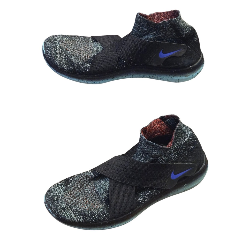 Nike Free RN Motion Flyknit 2017 Crossover Women's Running Shoes 8.5 Black Blue